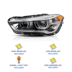 VehicleAid Headlights For 2016-2022 BMW X1(F48) xDrive28i [Factory LED Models]