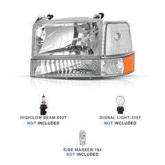 VehicleAid Headlights For 1992-1996 Ford F150 / Bronco