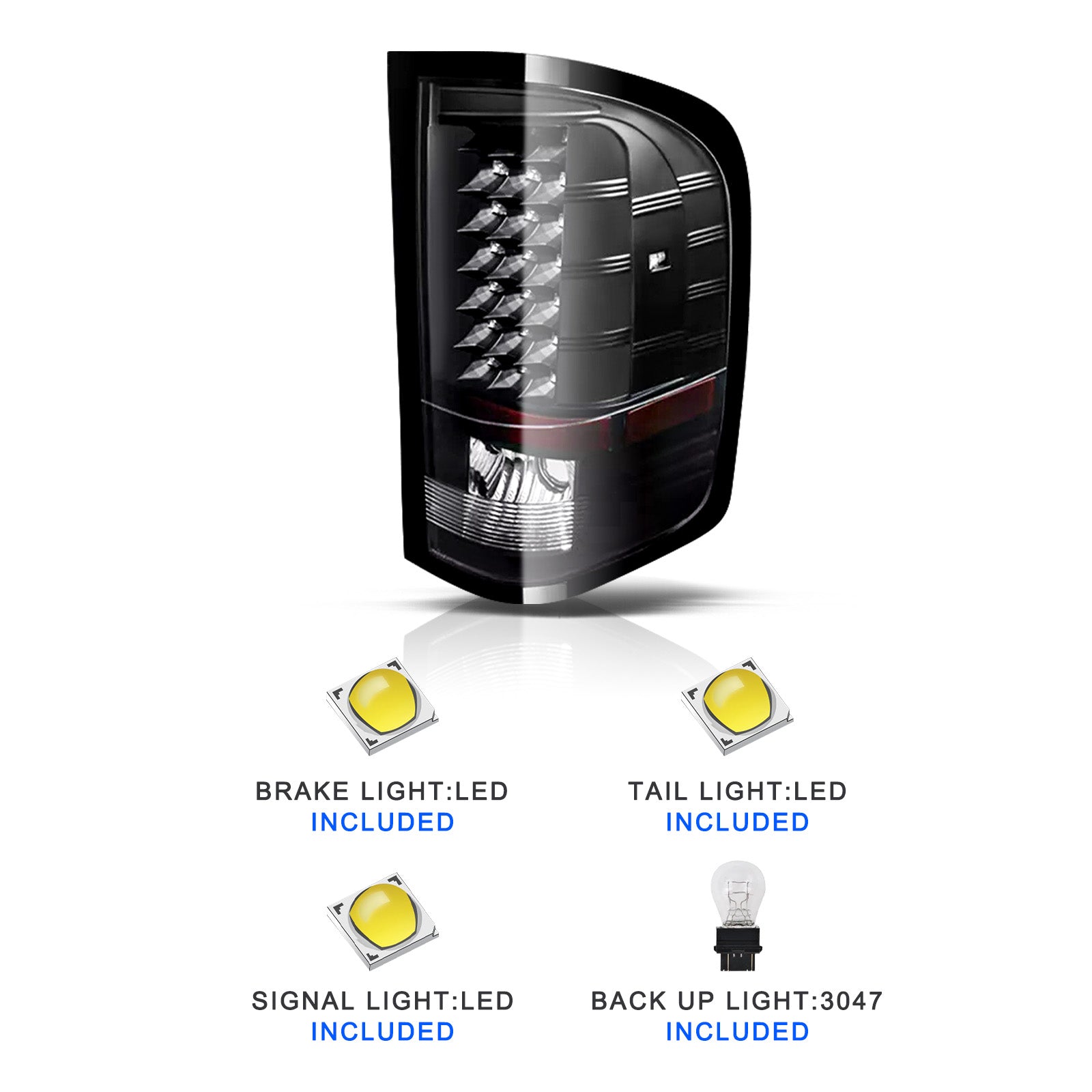 VehicleAid Taillights For 2007-2014 Chevy Silverado 2500HD / 3500HD