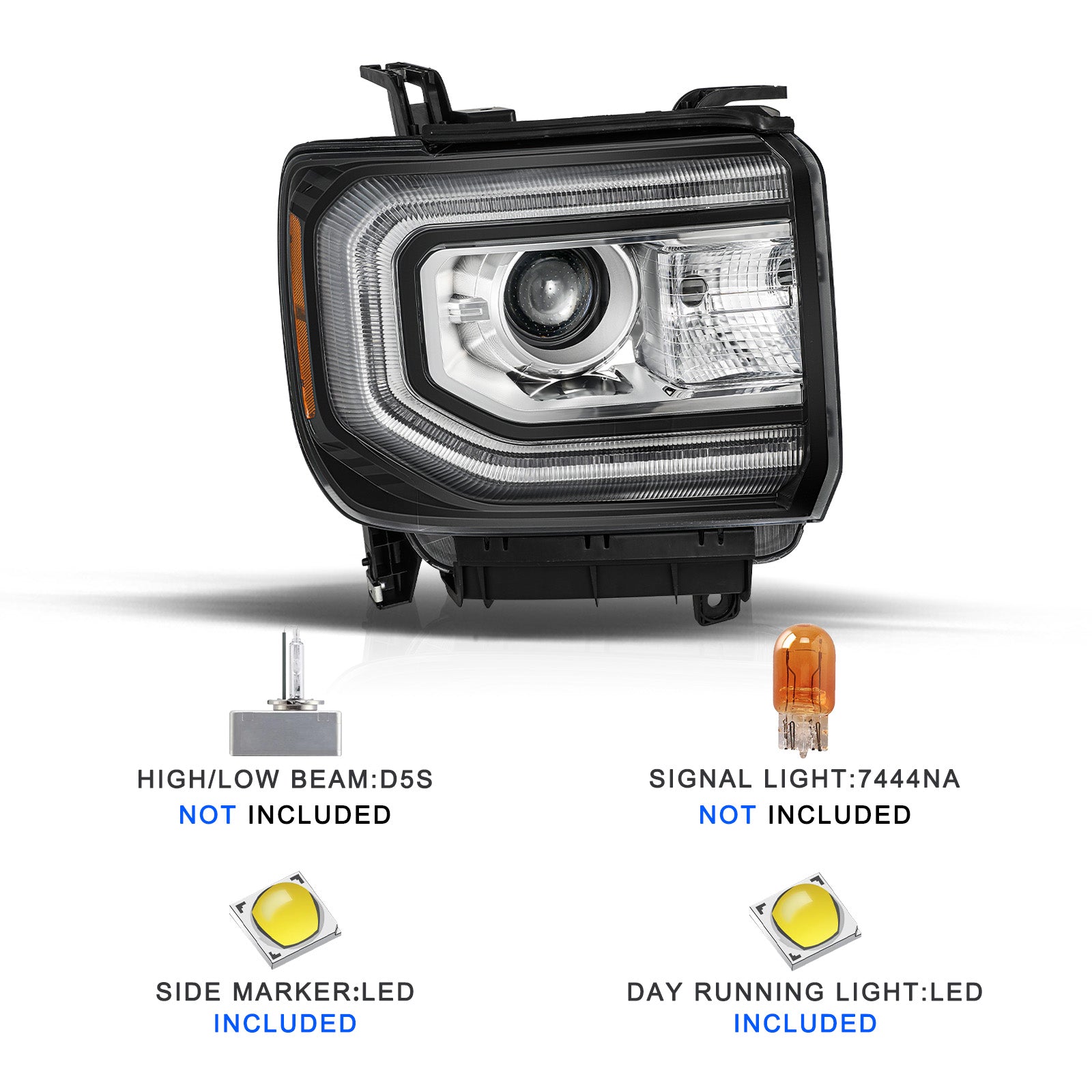 VehicleAid Headlights For 2022 GMC Sierra 1500 Limited HID/Xenon Model
