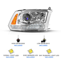 VehicleAid Headlights For 2013-2018 Dodge Ram 1500 2500 3500 9 PIN