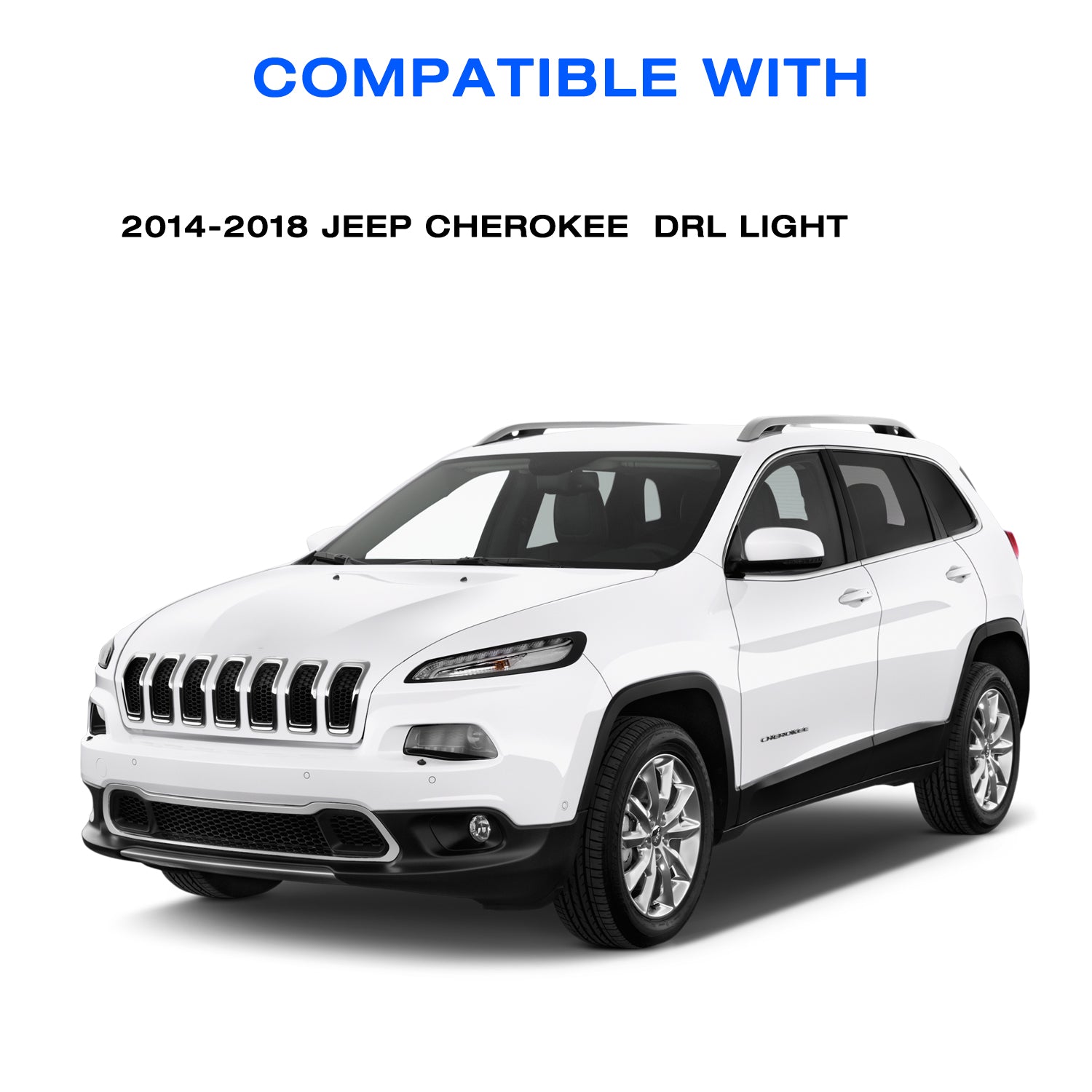 VehicleAid Headlights For 2014-2018 Jeep Cherokee LED DRL