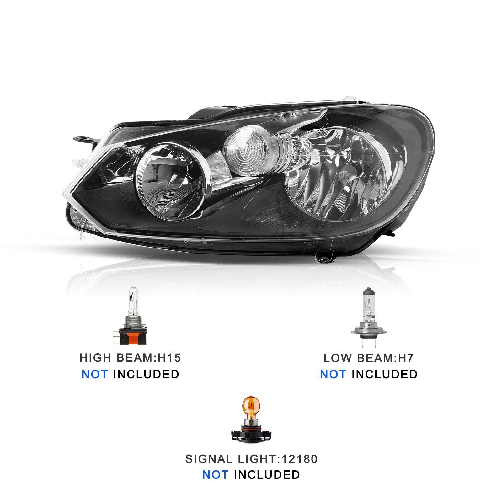 VehicleAid Headlights For 2010-2014 Volkswagen Jetta Sportwagen (MK6)