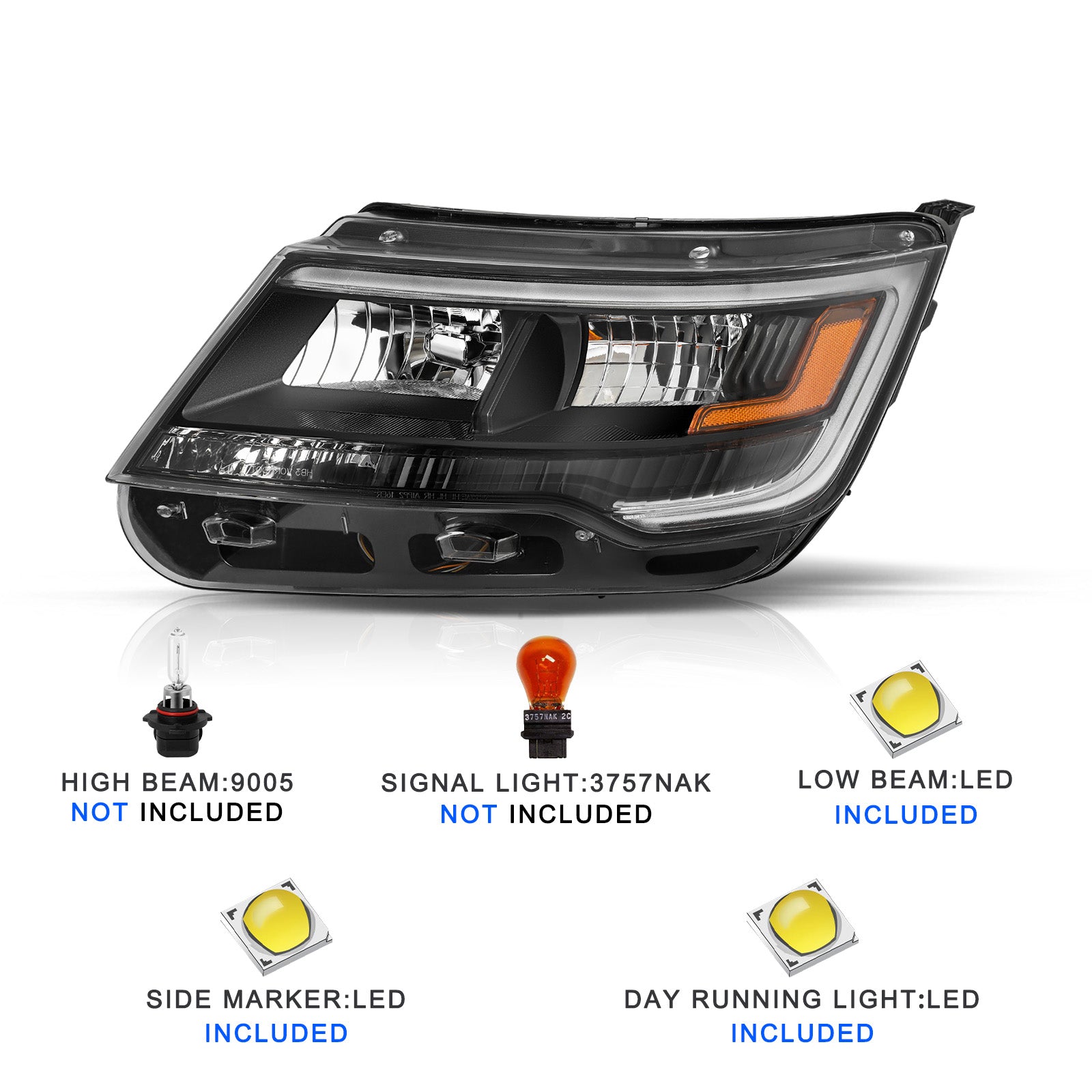 VehicleAid Headlights For 2016-2018 Ford Explorer Sport With DRL