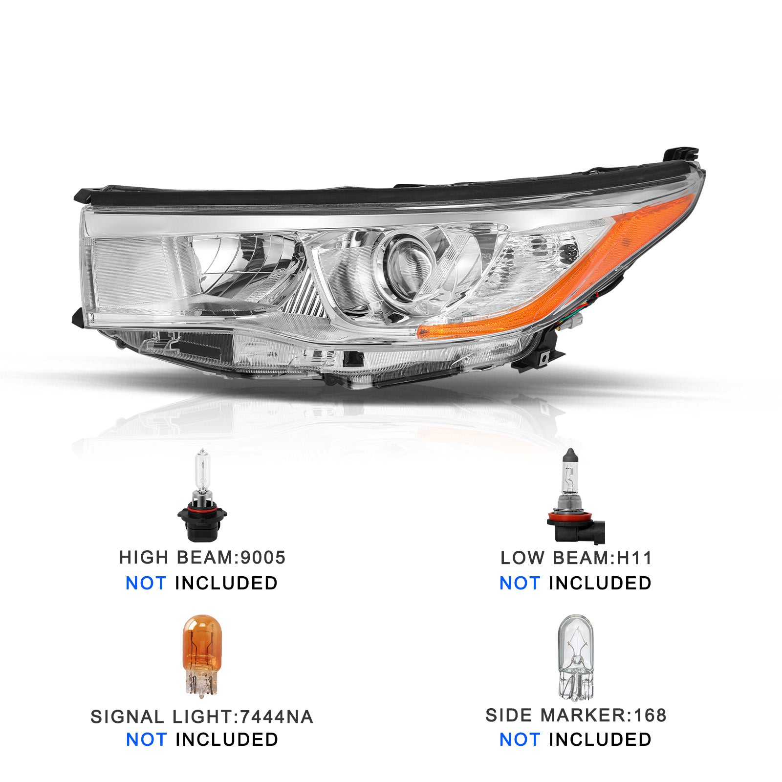 VehicleAid Halogen Headlight Assembly Replacement For 2014-2016 Toyota Highlander