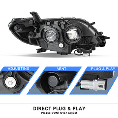 VehicleAid Headlights For 2015-2020 Toyota Sienna Halogen w/LED DRL
