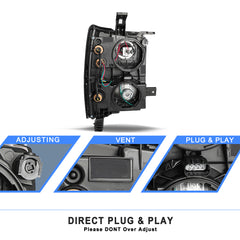 VehicleAid Headlights For 2014-2015 Chevy Silverado 1500