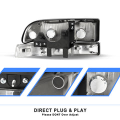 VehicleAid Headlights For 1998-2004 Chevy S10