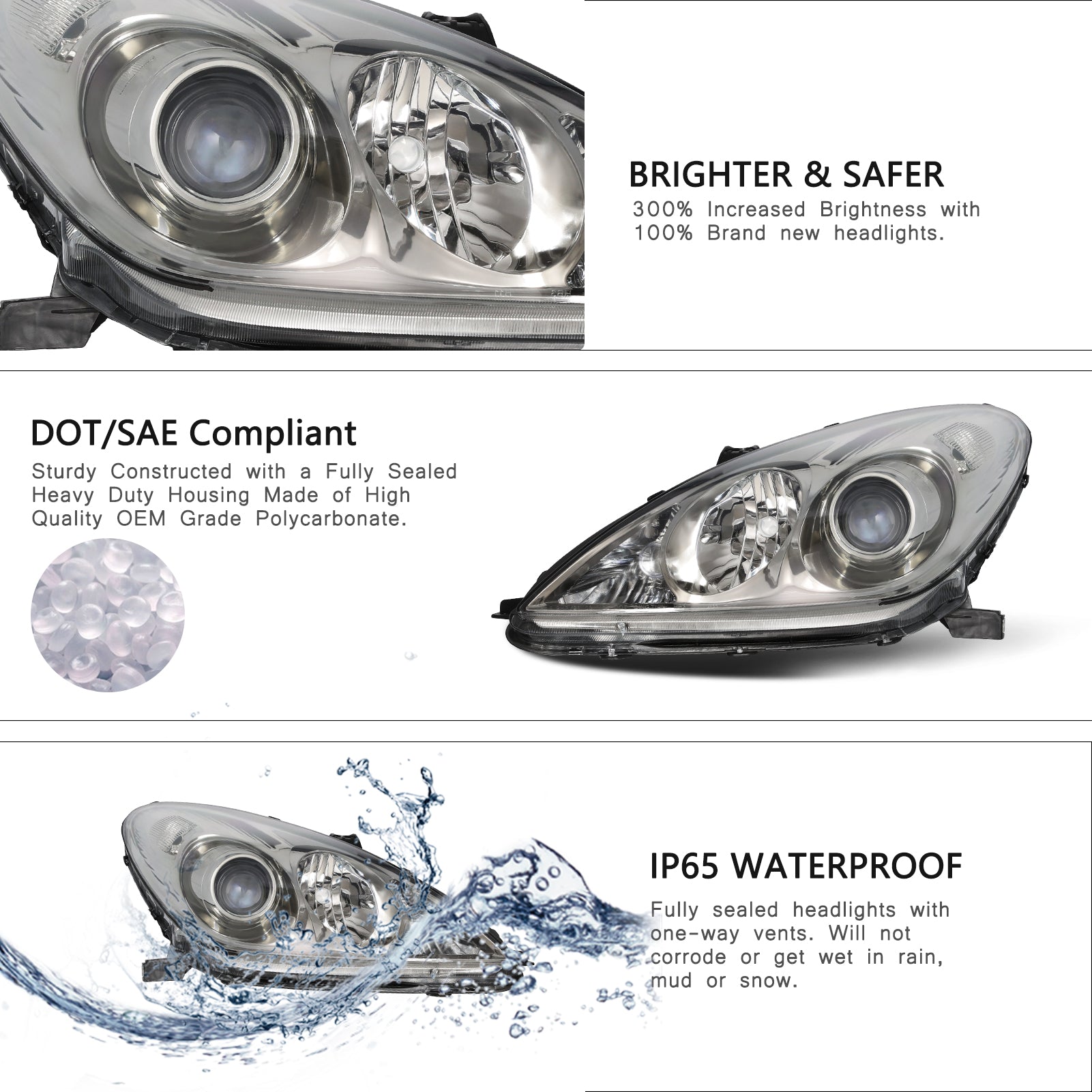 VehicleAid Headlights For 2005-2006 Lexus ES330