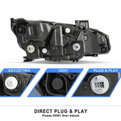 VehicleAid Headlights For 2016-2021 Honda Civic Factory Full LED Model