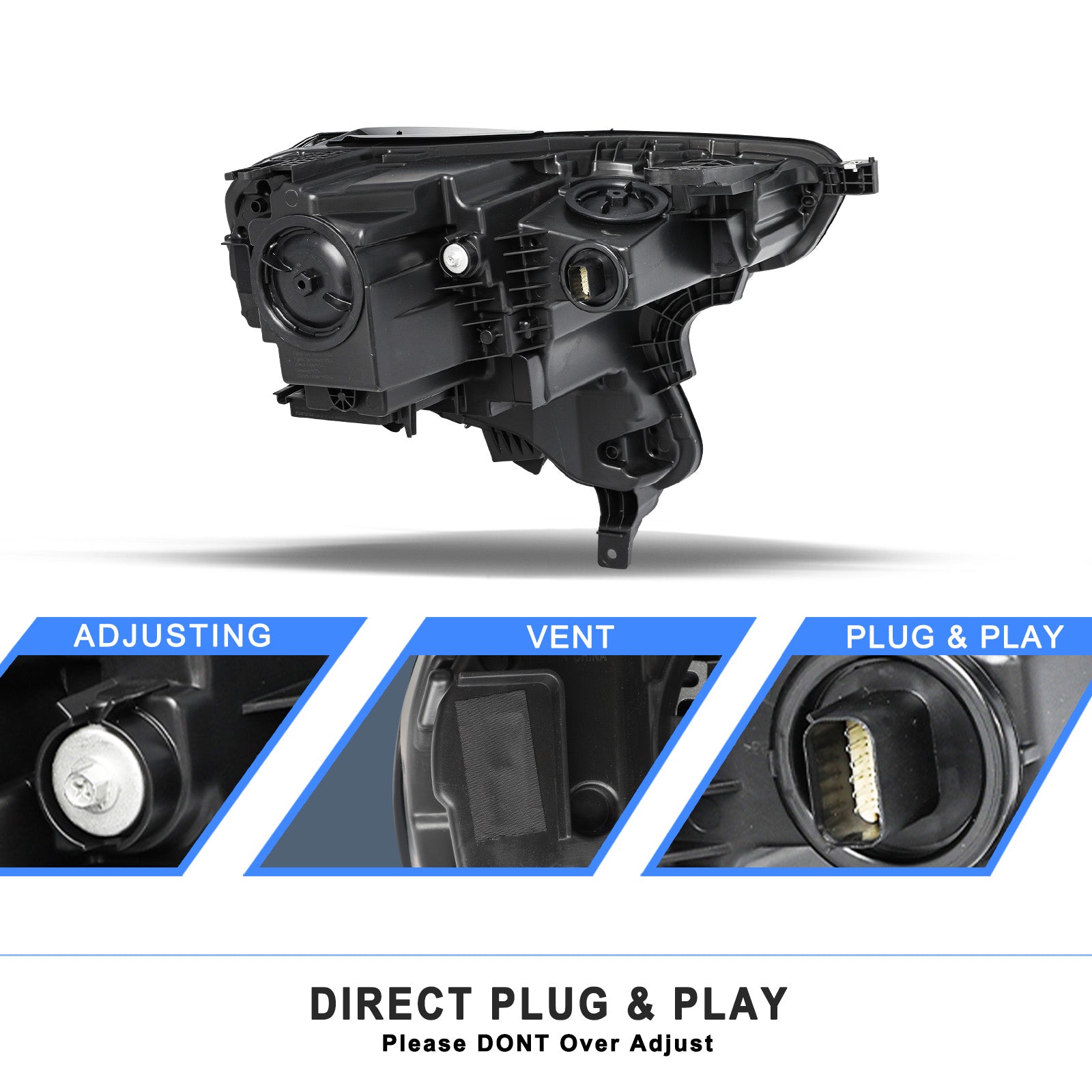 VehicleAid Headlights For 2018-2021 GMC Terrain HID/Xenon Model