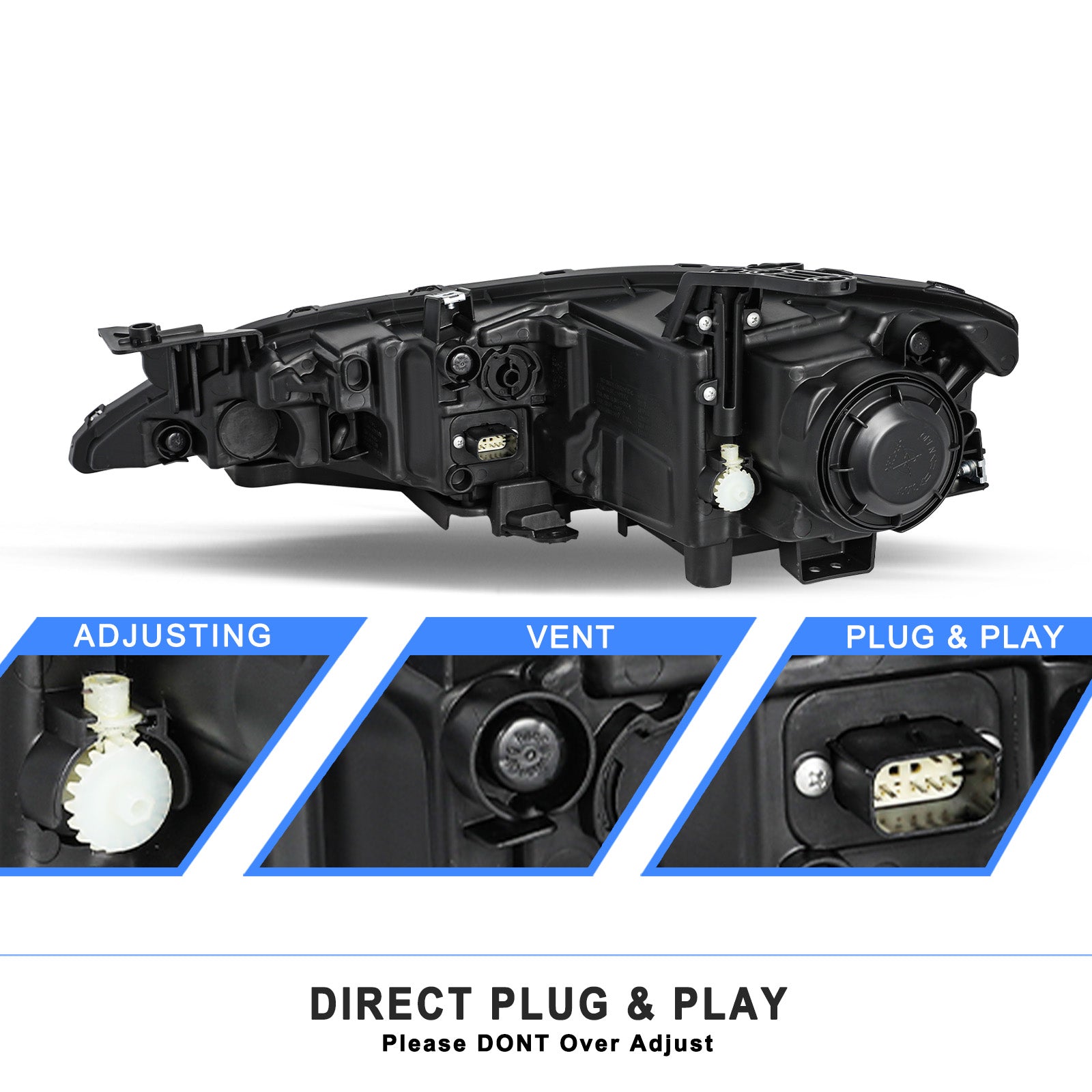 VehicleAid Headlights For 2015-2017 Chrysler 200