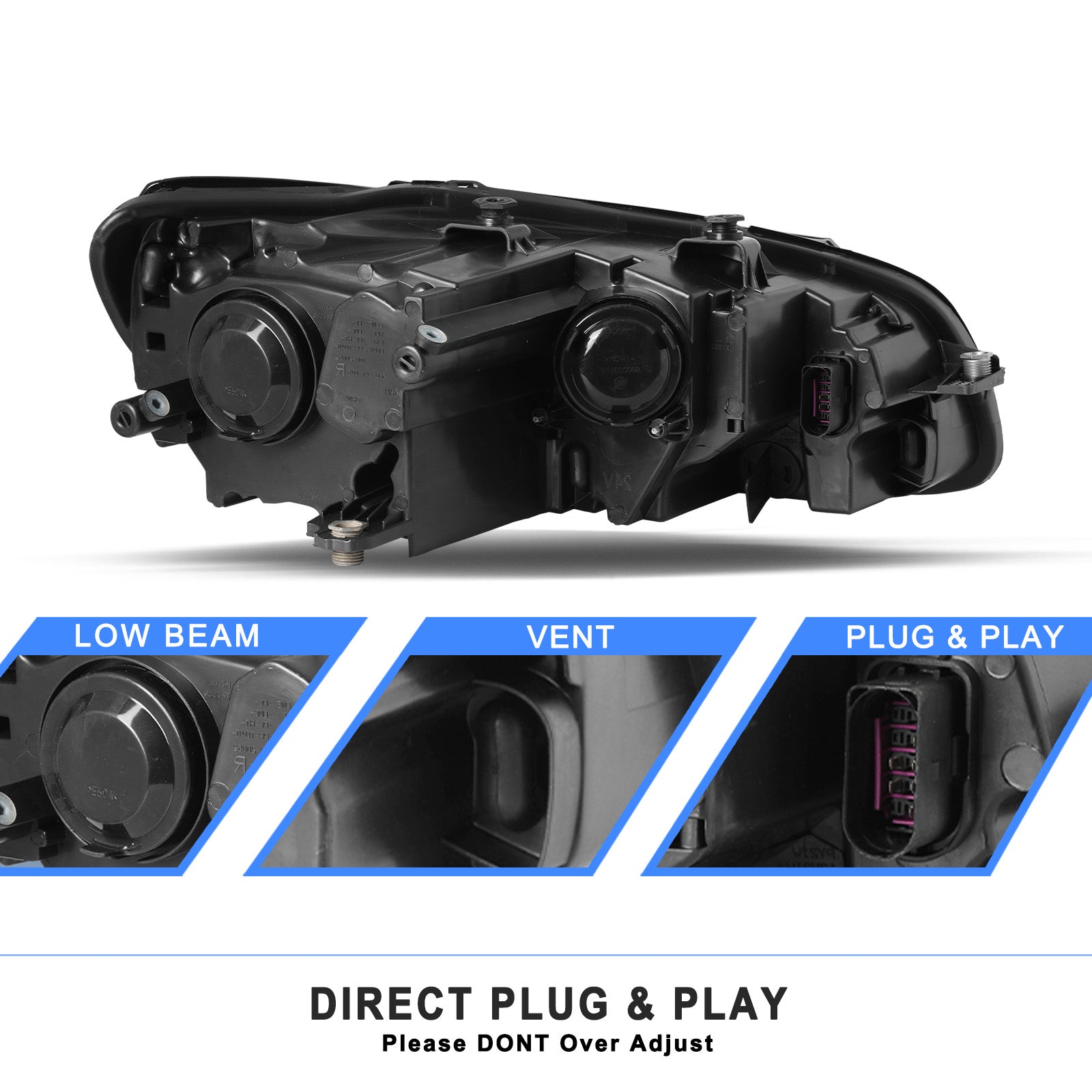 VehicleAid Headlights For 2012-2015 Volkswagen Passat