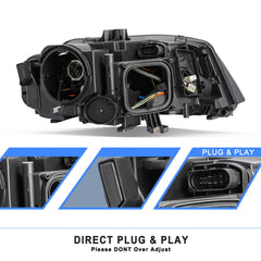 VehicleAid Headlights For 2009-2010 Audi A4 [HID Non-AFS] with LED DRL