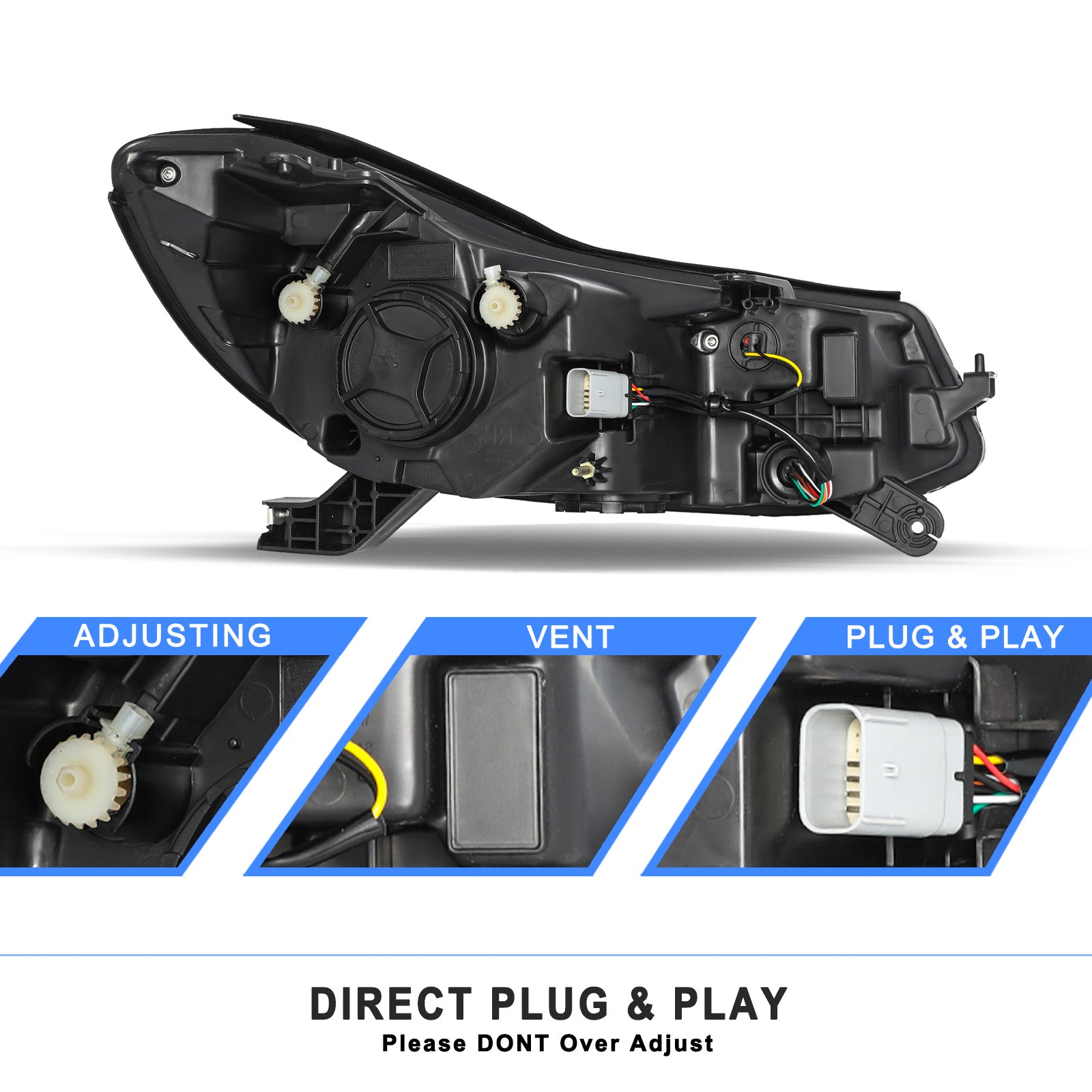 VehicleAid Headlights For 2017-2022 Chevy Trax With LED DRL Halogen Model