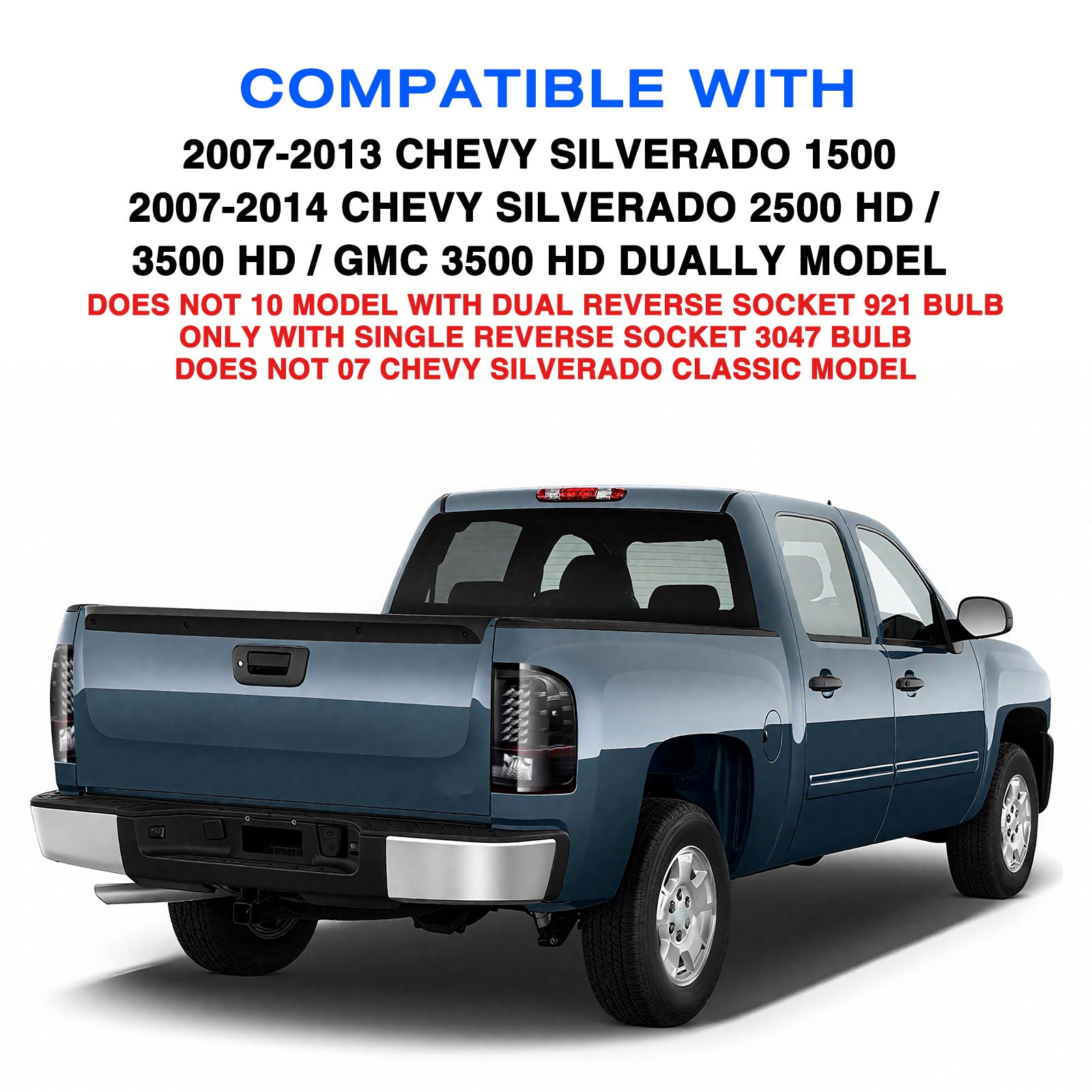 VehicleAid Taillights For 2007-2014 Chevy Silverado 2500HD / 3500HD
