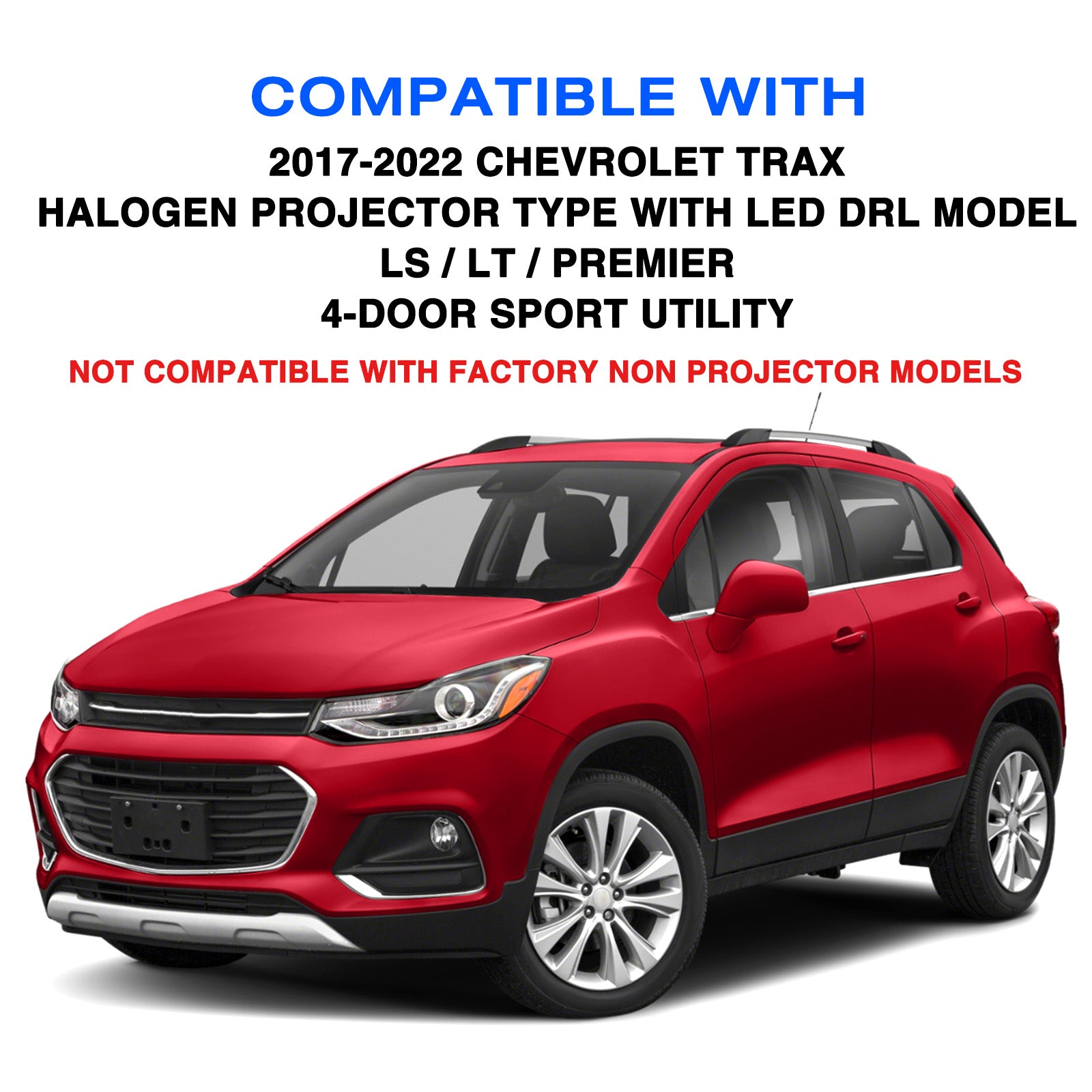 VehicleAid Headlights For 2017-2022 Chevy Trax With LED DRL Halogen Model