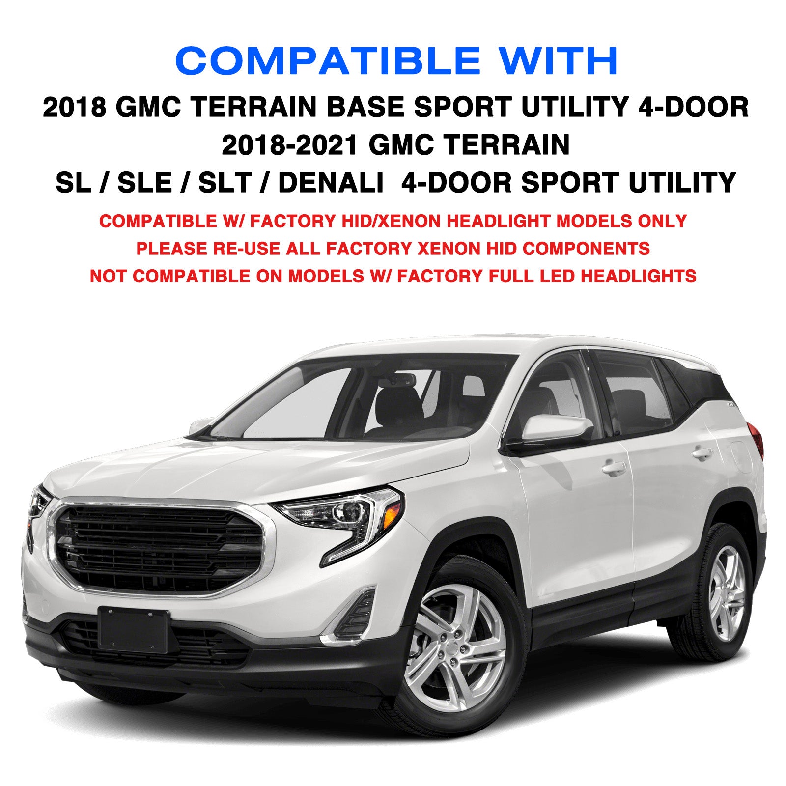VehicleAid Headlights For 2018-2021 GMC Terrain HID/Xenon Model