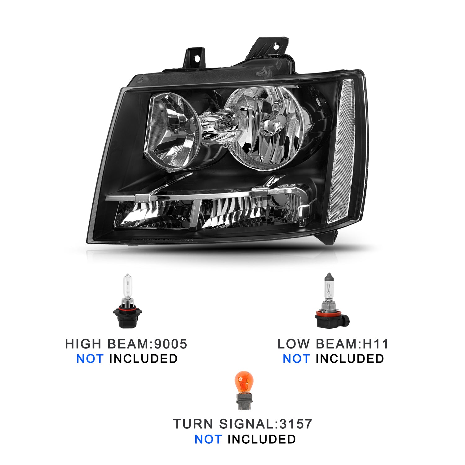 VehicleAid Headlights For 2007-2013 Chevy Suburban 2500